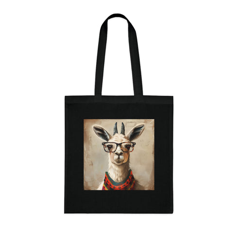 Llama Drama Tote Bag - Black Cotton Accessory with Cute Llama 🦙