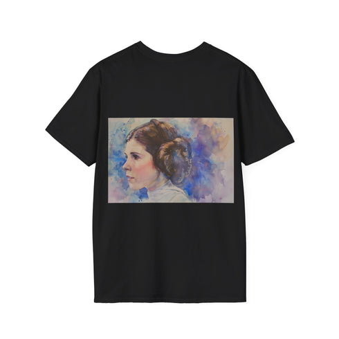 Princess Leia watercolor tee in charcoal, perfect for Star Wars fans.