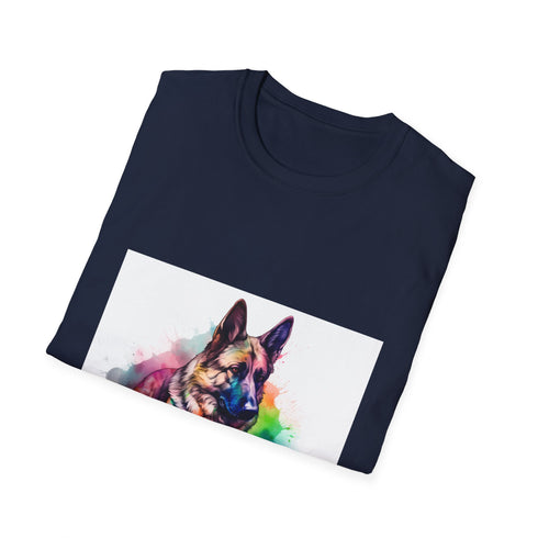 Graceful German Shepherd Watercolor Tee in Charcoal, Unisex Summer Fashion.