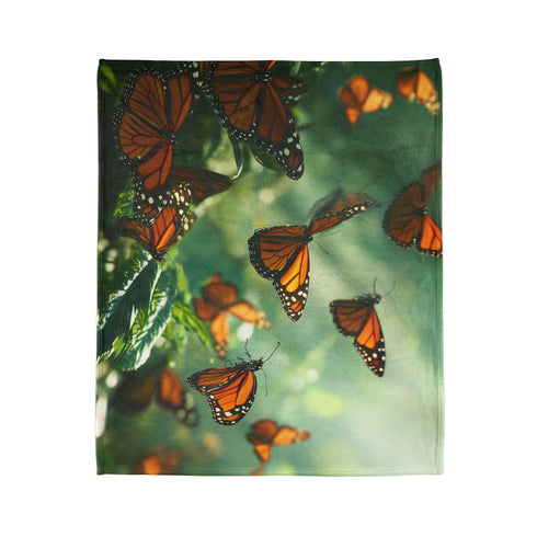 Bioengineered Butterfly Forest Plush Fleece Throw Blanket
