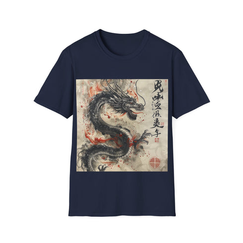 Dragon Fury Japanese T-Shirt in Charcoal, Regular Fit for Men and Women.