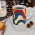 Vibrant retro waves pattern ceramic coffee mug for a nostalgic morning sip.