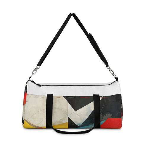 Abstract geometric shapes small duffel bag in bold all-over print.