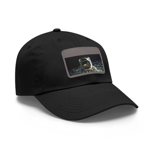 Galactic Adventures Space Baseball Cap in White with Light Brown Patch