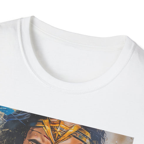 Charcoal cotton T-shirt with vibrant Wonder Woman portrait and regular fit