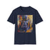 Charcoal cotton T-shirt featuring vibrant Thanos painting with crew neck design