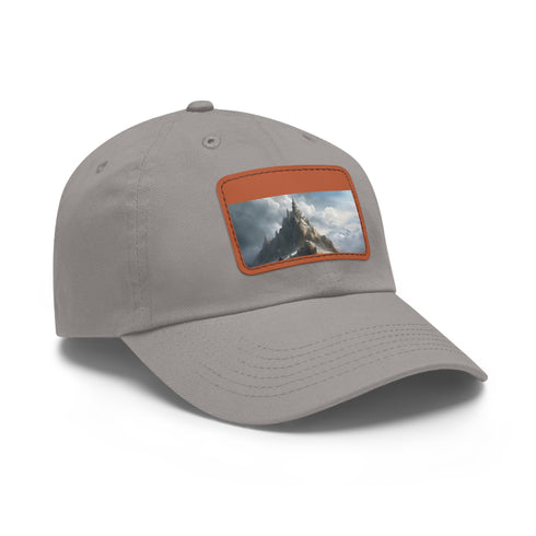 Olympian Summit Snapback in White with Light Brown Rectangle Patch.