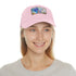 Watercolor Eiffel Tower baseball cap in White with Light Brown patch