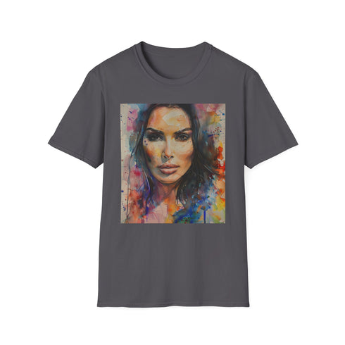 Charcoal cotton t-shirt with watercolor Kim Kardashian design in regular fit