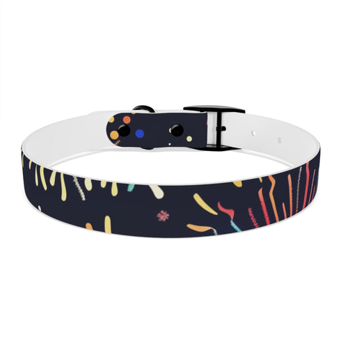 Colorful fireworks dog collar for medium dogs in black onyx variant.