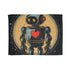 Heartbot retro love blanket with vintage robot and heart design.