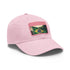 White cotton Brasilian Pride Flag baseball cap with light brown rectangle patch.