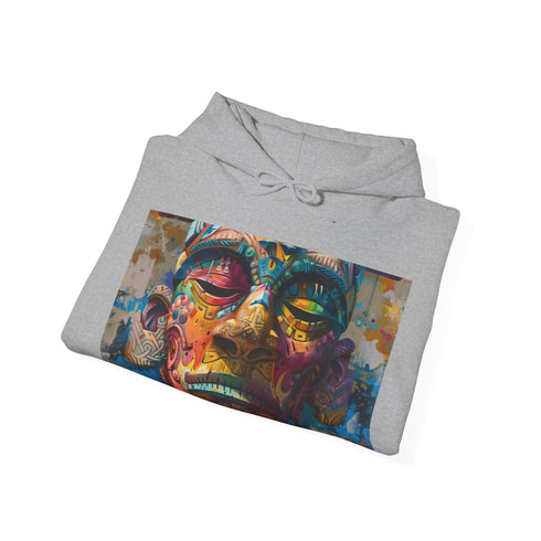 Tribal Neon Mask Hoodie in Navy, Size S - Unisex Regular Fit