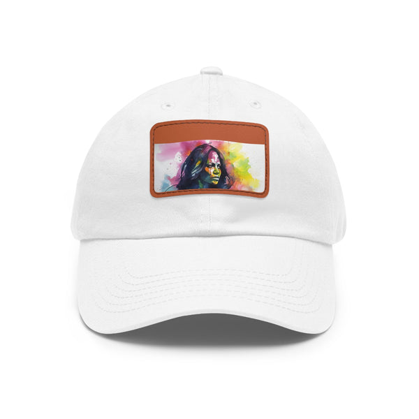Michelle Obama watercolor neon colors baseball cap, white light brown patch.