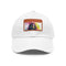 White baseball cap with neon watercolor design.