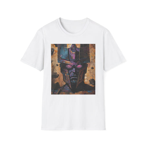 Charcoal cotton T-shirt with vibrant cosmic Galactus painting graphic