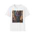 Charcoal cotton T-shirt with vibrant cosmic Galactus painting graphic