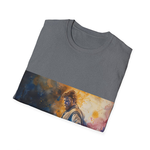 Blue lightsaber graphic tee in charcoal, perfect for Star Wars fans.
