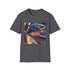 Charcoal cotton T-shirt with vibrant watercolor London underground design