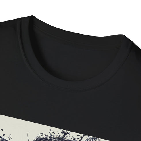 Charcoal cotton t-shirt with dancer silhouette and musical notes design