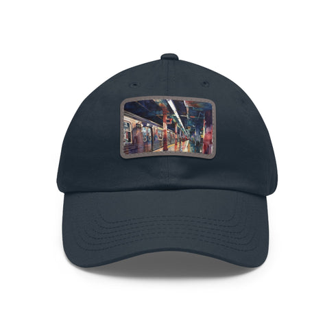 New York City Subway Sunset Watercolor Baseball Cap Hat Vegan Cotton