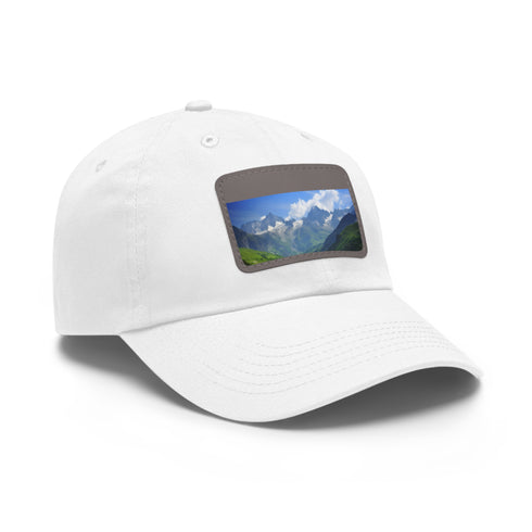 White French Alps cap with light brown patch inspired by alpine scenery.