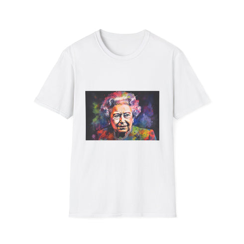 Royal Legacy in Vibrant Radiance T-Shirt, Charcoal, Regal Watercolor Queen Portrait.
