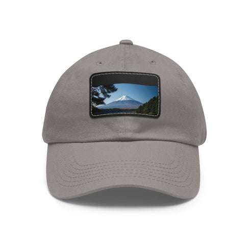 Fuji Peak Flex Cap in White with Light Brown Rectangle Patch
