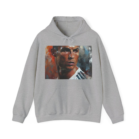 Navy Siu Celebration Hoodie with Ronaldo Siu celebration graphic.