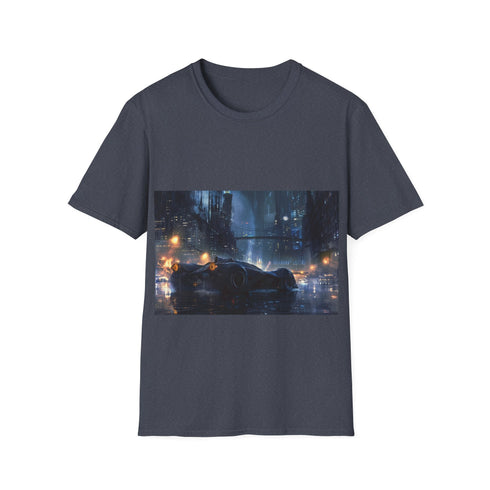 Dark Knight Gotham City Batmobile Tshirt in Charcoal, Regular Fit, Crew Neck