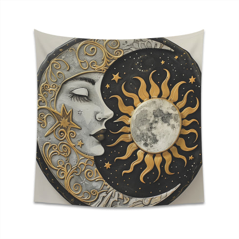 Sun and Moon Mandala Tapestry: Embrace Celestial Balance in High-Quality Material - Perfect for All Seasons and Makes a Great Gift
