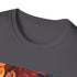 Charcoal crew neck cotton T-shirt with autumn tapestry design