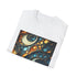 Charcoal crew neck cotton T-shirt with intricate fractal pattern in regular fit