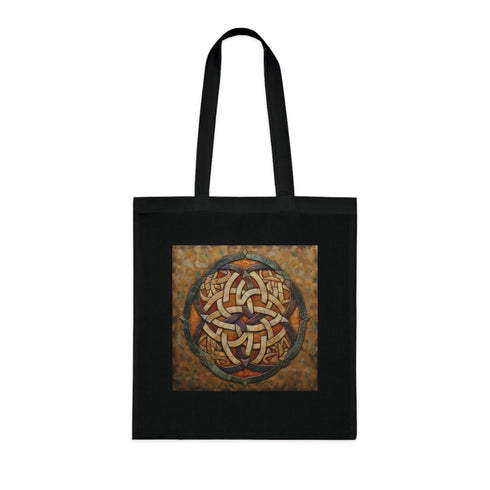 Celtic Knotwork Tote Bag in Black Cotton for Accessories.