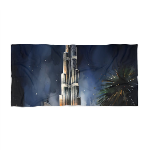 it is not only stylish but also durable for all your beach adventures. Take a piece of Dubais iconic skyline with you wherever you go with the Burj Khalifa Night Sky Beach Towel.