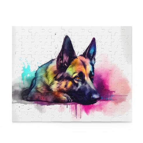 Adorable German Shepherd jigsaw puzzle with charming portrait of playful pup.