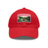 Brasilian pride flag cap in white with light brown rectangular patch.