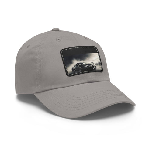 Bugatti Speedster Cap in white with light brown patch, rectangle shape.