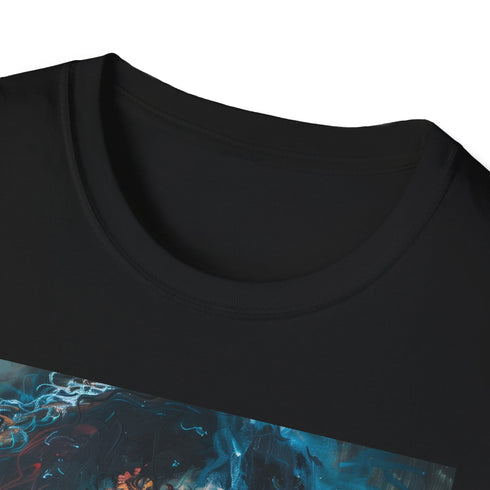 Charcoal cotton T-shirt featuring vibrant portrait of Rubeus Hagrid in brushstrokes