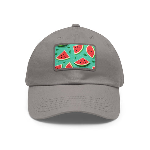 White cotton Hawaiian print cap with watermelon detail for a trendy look.