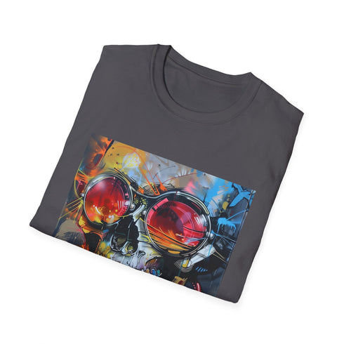 Urban art charcoal t-shirt with vibrant colors cotton fabric and regular fit