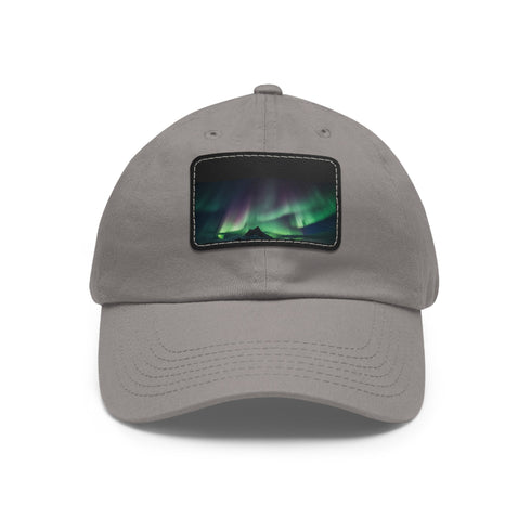 Northern Lights Glow Baseball Cap in White with Light Brown patch