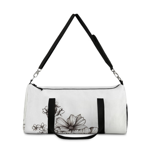 Floral Sketch Small Duffel Bag with All Over Print Design