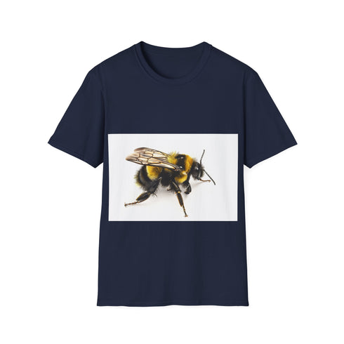 Watercolor bumblebee charcoal tee with soft cotton crew neck