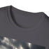 Charcoal crew neck cotton T-shirt featuring lighthouse amidst waves graphic