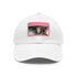 Ed Sheeran watercolor splatter baseball cap in white and light brown.