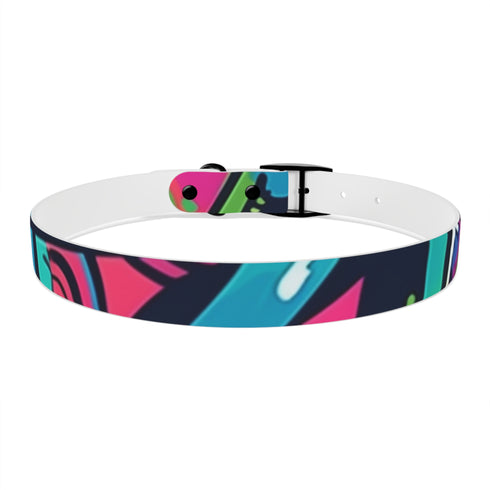 Neon graffiti dog collar for medium dogs in black onyx.