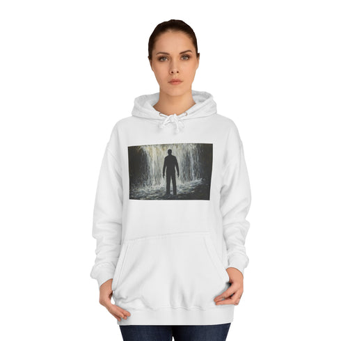 Invisible Man Standing in Waterfall Graphic Unisex College Hoodie