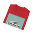 Vintage camper van graphic charcoal unisex t-shirt in size small.