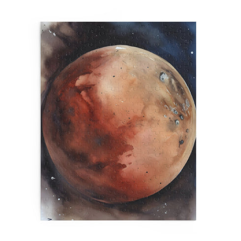 Vibrant Mars watercolor puzzle with stunning red planet landscapes.